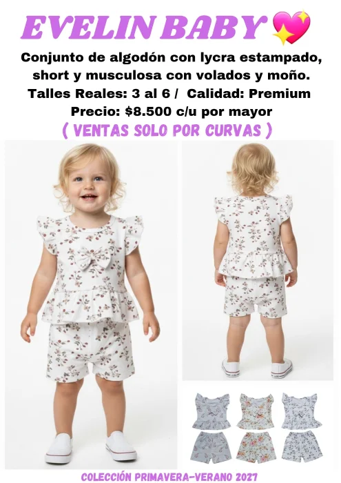 Conjunto Floreado con Volados y Moño