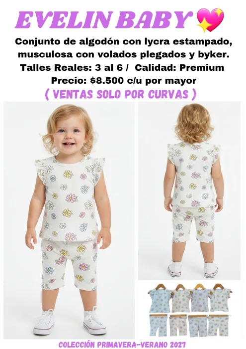 Conjunto con Volados y Byker Floreado