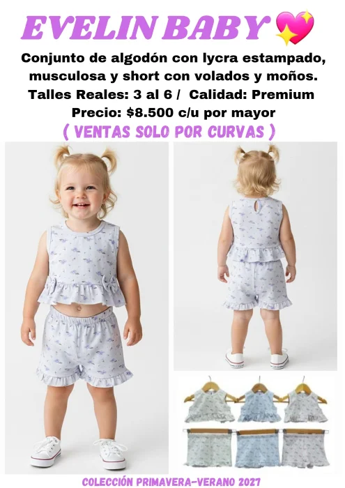 Conjunto con 2 Moños y Volados