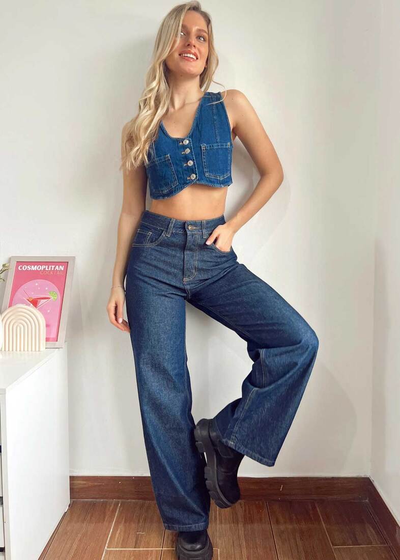 Jean Wide Leg Azul Marino Encinas | Denim Rígido 100% Algodón al por Mayor - 7434.jpg
