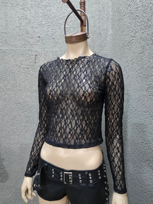 Remera Encaje Elastizada