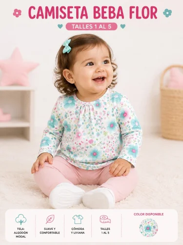 Camiseta Flores Beba