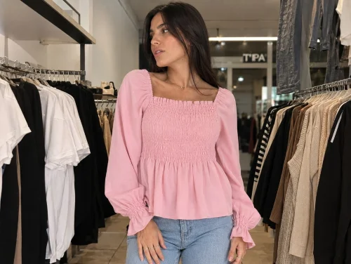 Blusa Fruncida de Lino Cey Premium