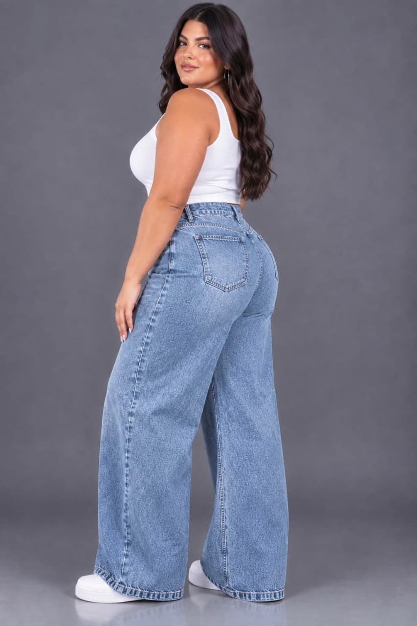 Wide Leg Rigido Azul C/bigote - Imagen 2