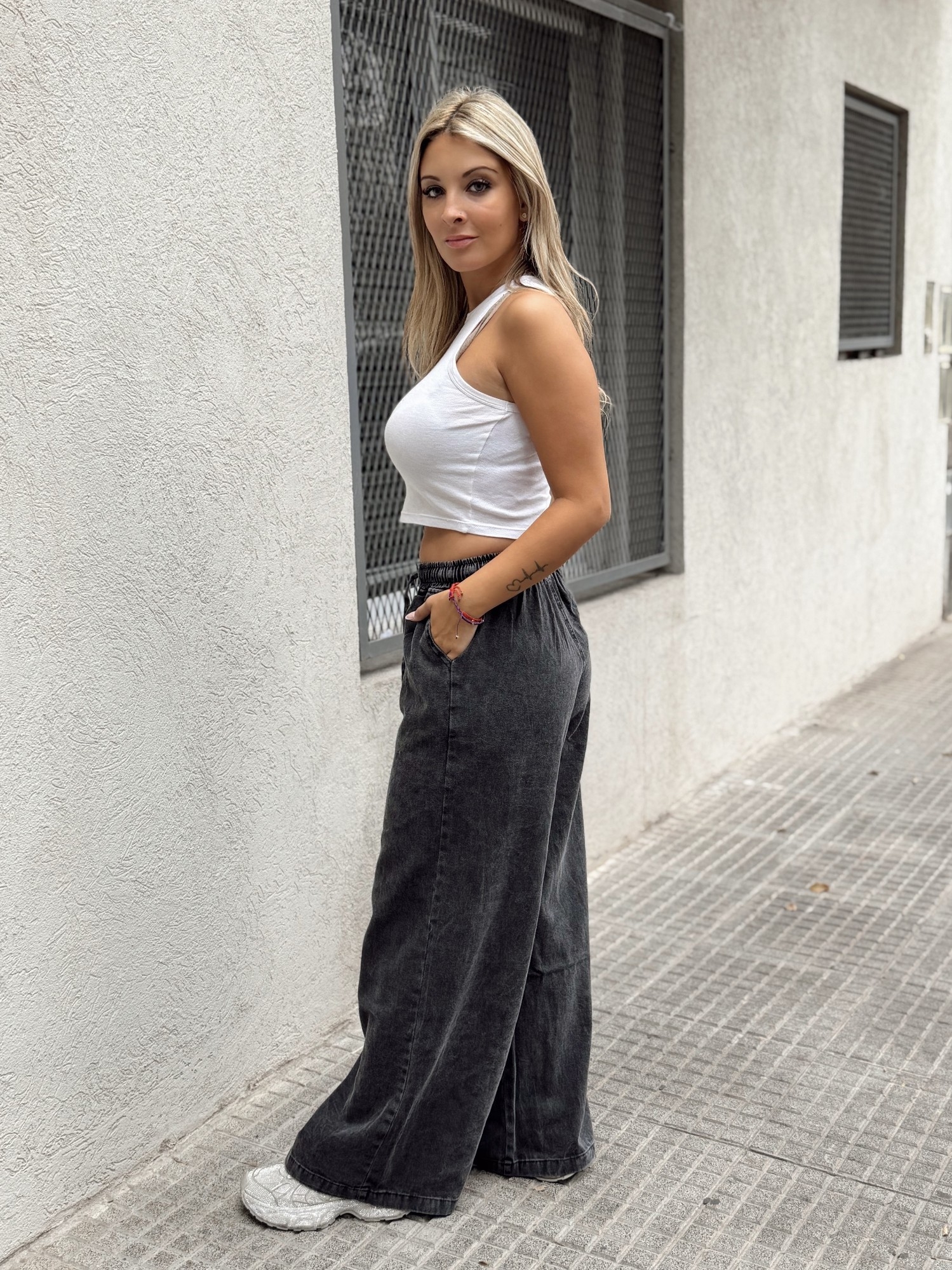 Wide Leg C/elástico en Jean Rígido - Imagen 2