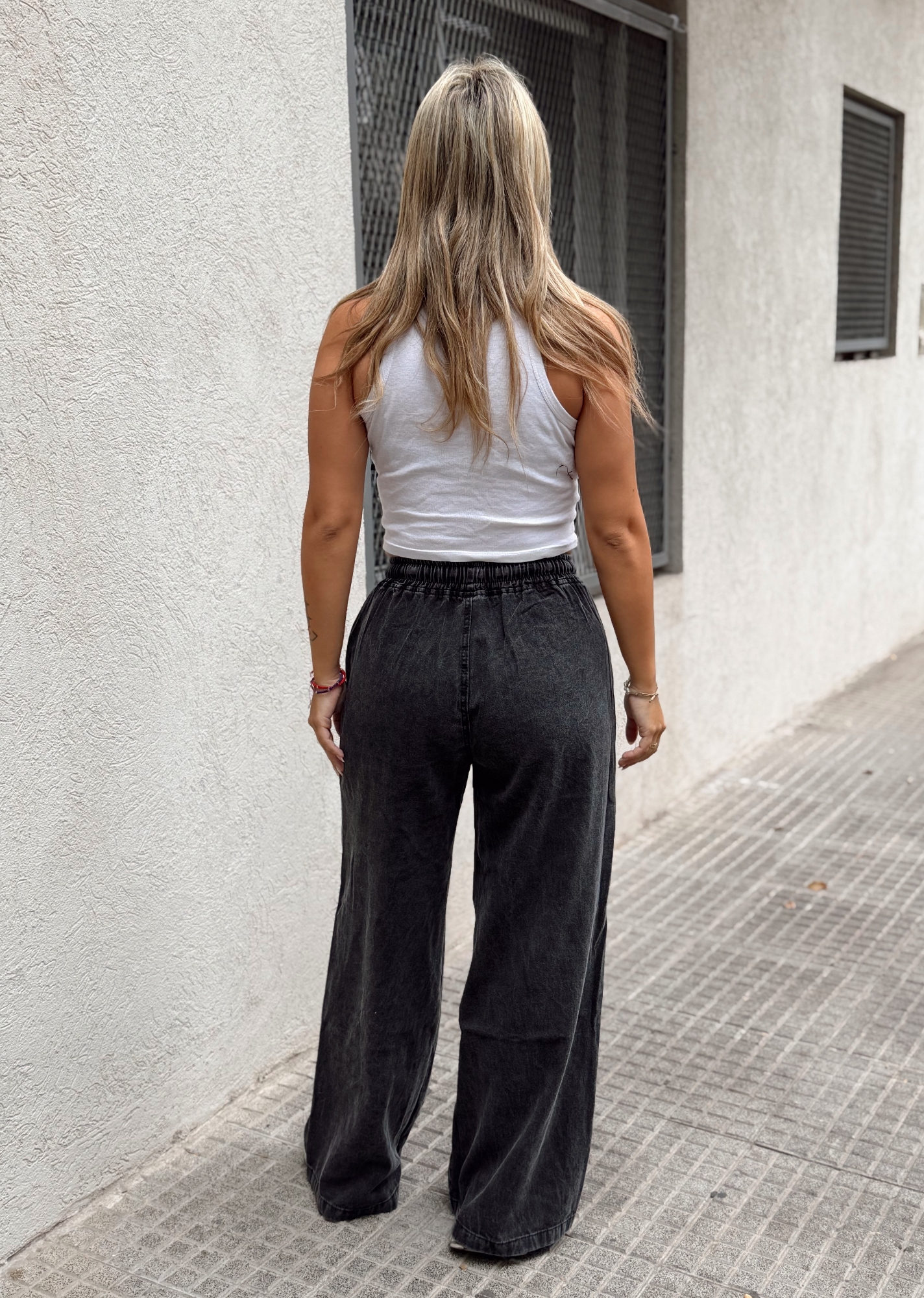 Wide Leg C/elástico en Jean Rígido - Imagen 3