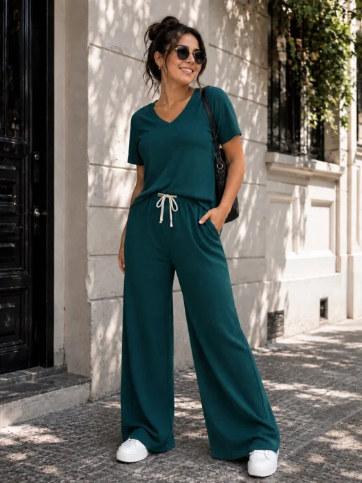 Conjunto Wafle Baggy y Remera V