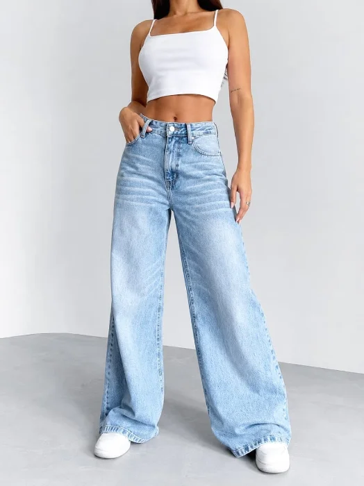 Wide Leg Cleste C/bigotes