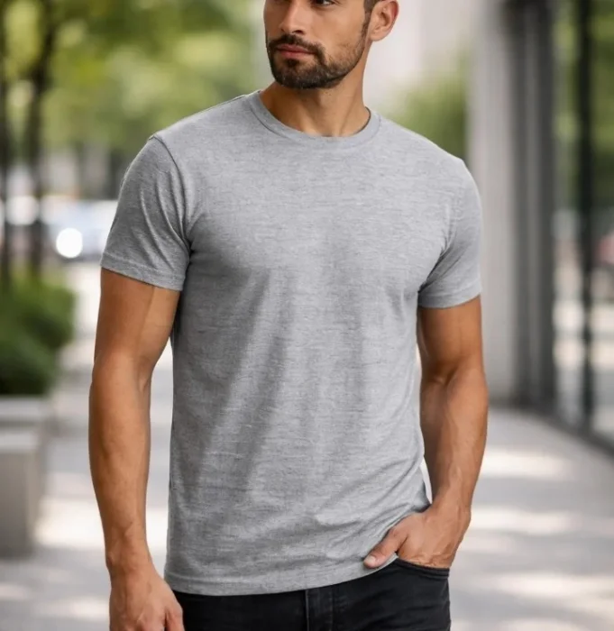 Remera Lisa Gris Melang Unisex