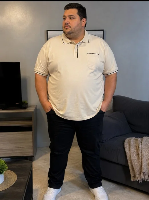 Chomba Jersey Peinado con Vivos y Bolsillo Talle Especial Polo Premium Importada