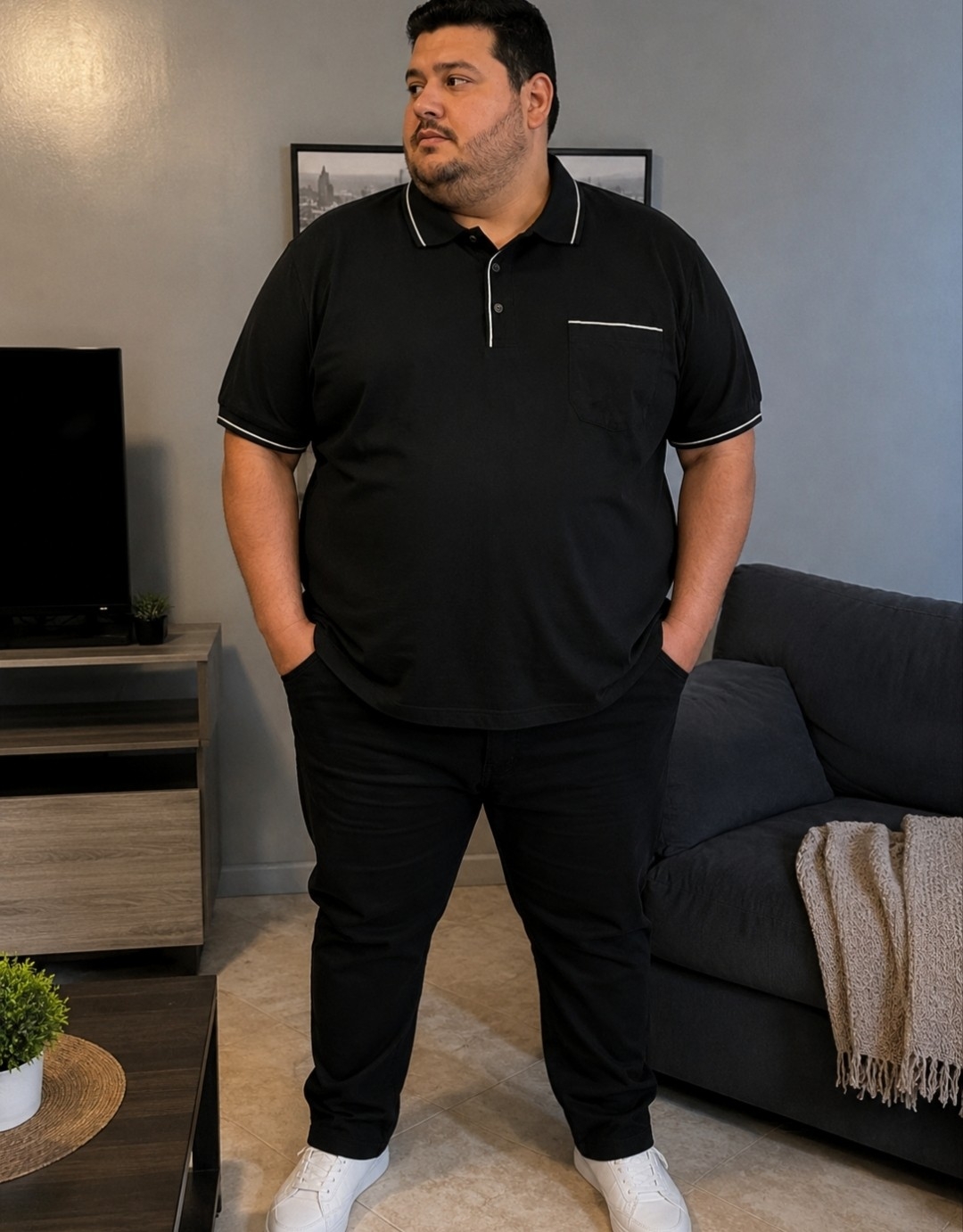 Chomba Jersey Peinado con Vivos y Bolsillo Talle Especial Polo Premium Importada - Imagen 5