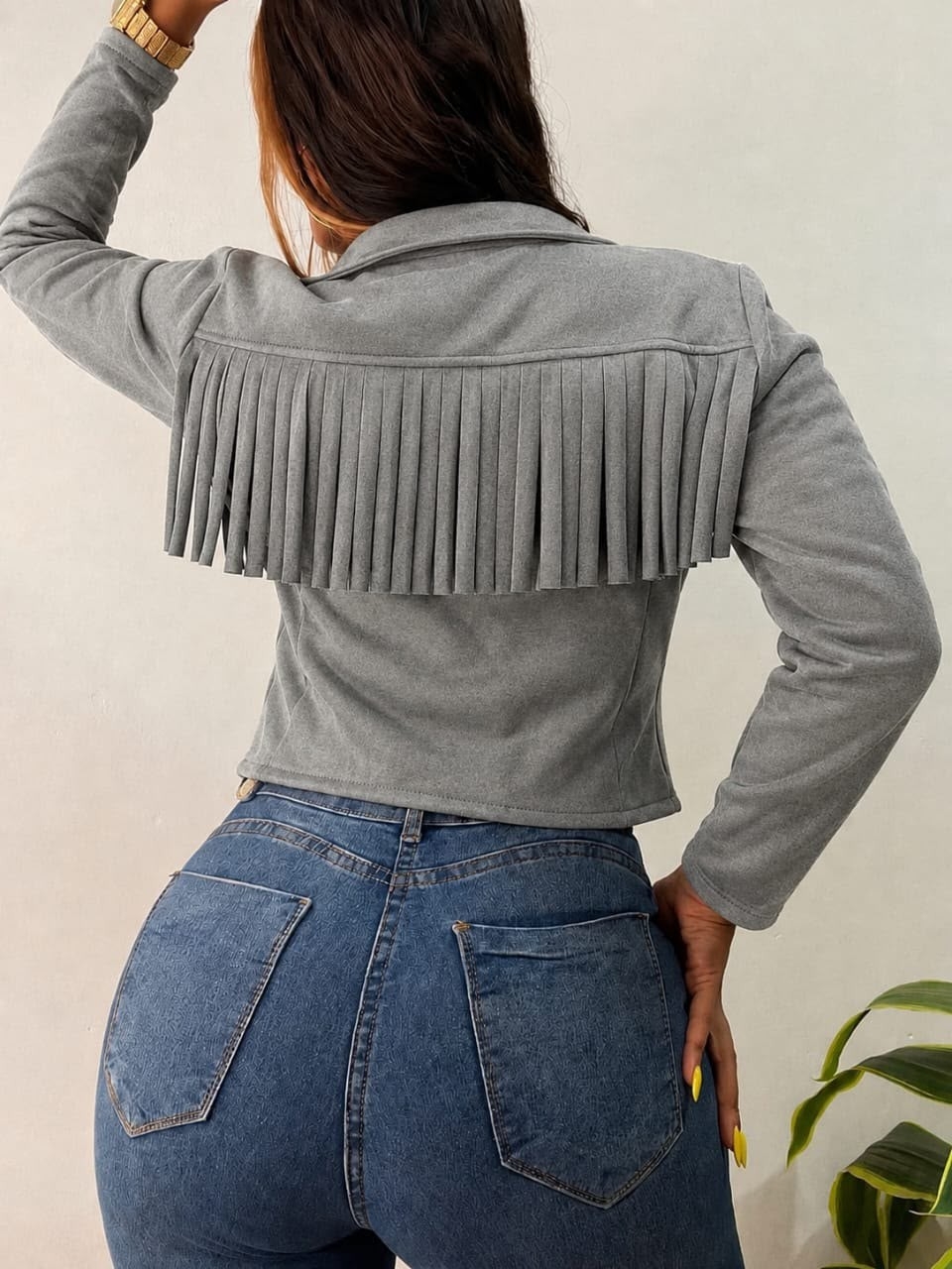 Campera Gamuzada Flecos - Imagen 2