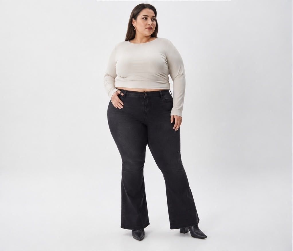 Oxford Plus Size Elastizado Celeste y Oxido - Imagen 2