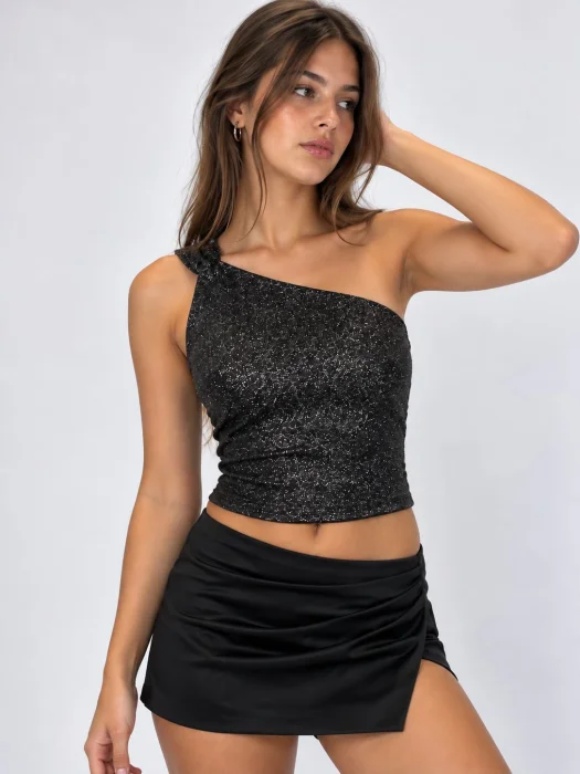 Art. 385 	 Top un Hombro Tira Glitter