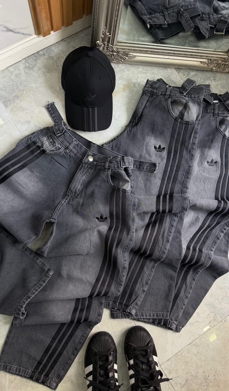 Jeans Adid@s Gris Logo Bordado Calidad Premium - Imagen 4