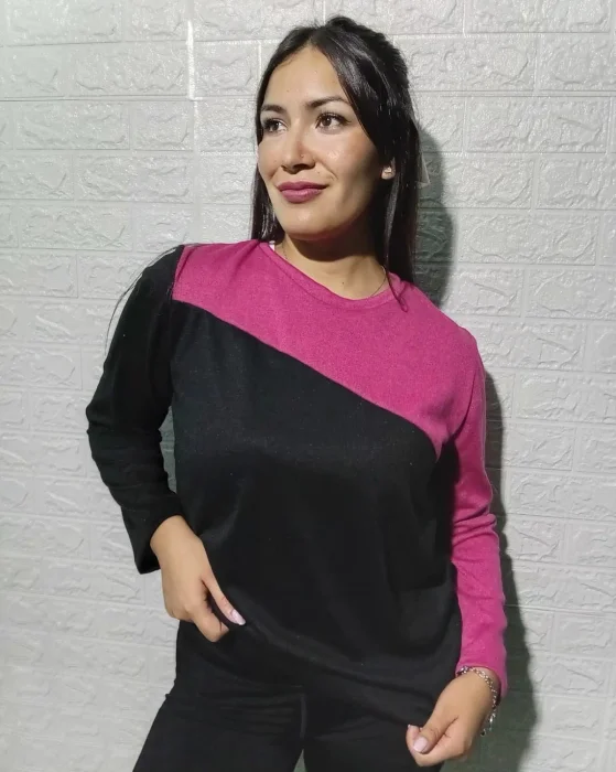 Sweater Combinado de Lanilla