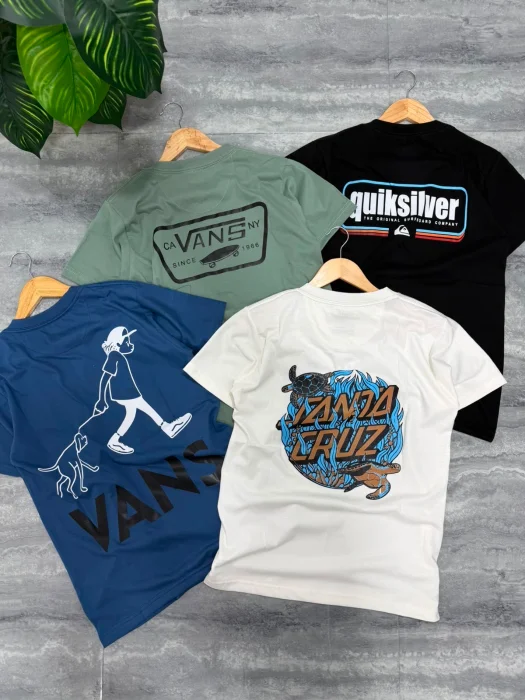 Remera Doble Estampada de Algodón Peinado para Hombre