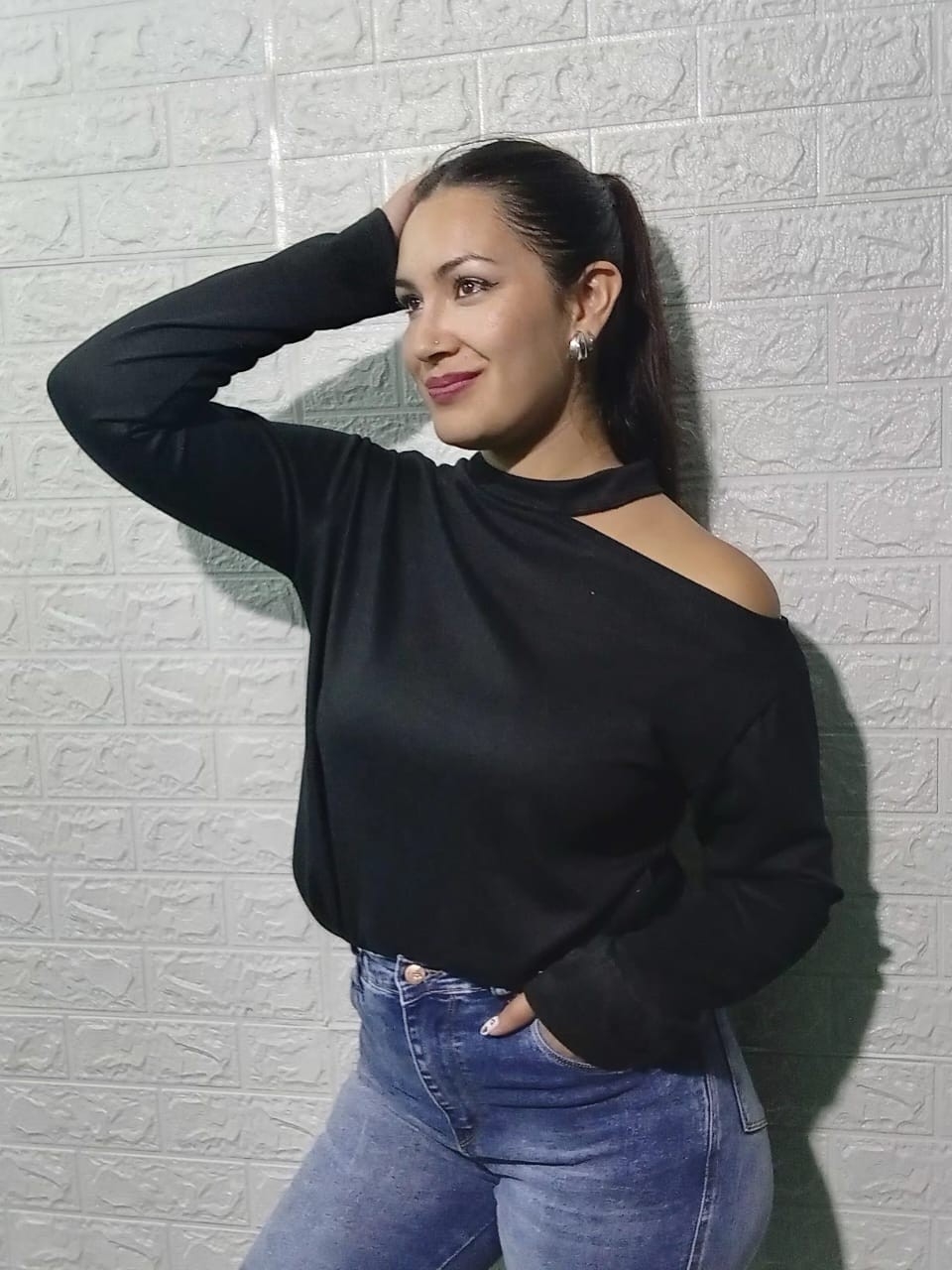 Sweater Hombro Descubierto de Lanilla - Imagen 2