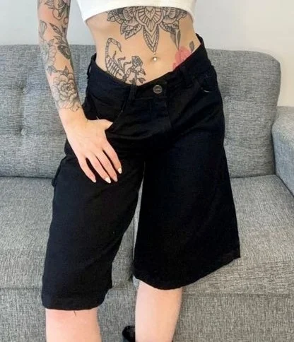 Bermuda Baggy Negro Liso