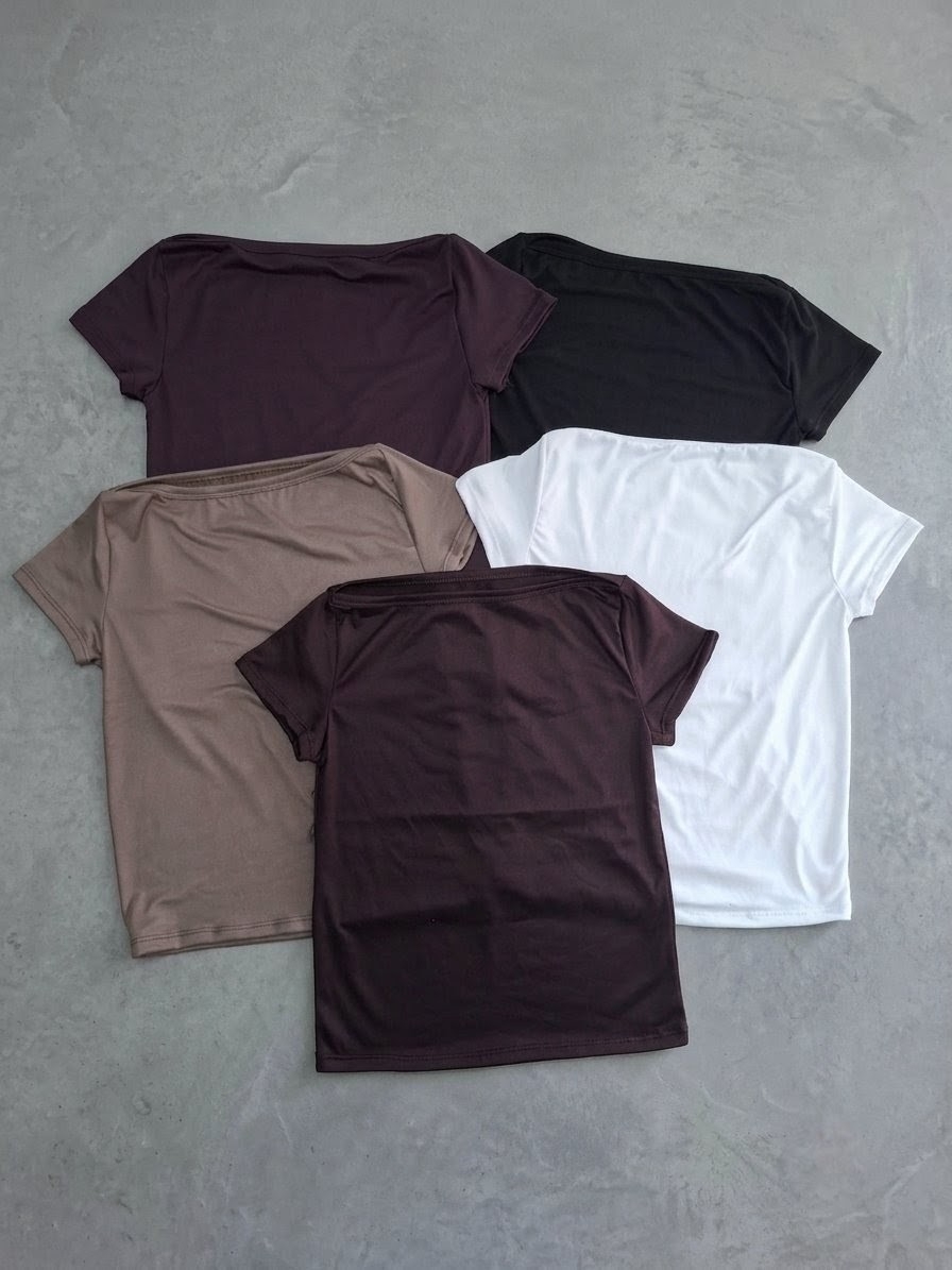 Remera Cuello Halter Manga Corta Bote - Imagen 2