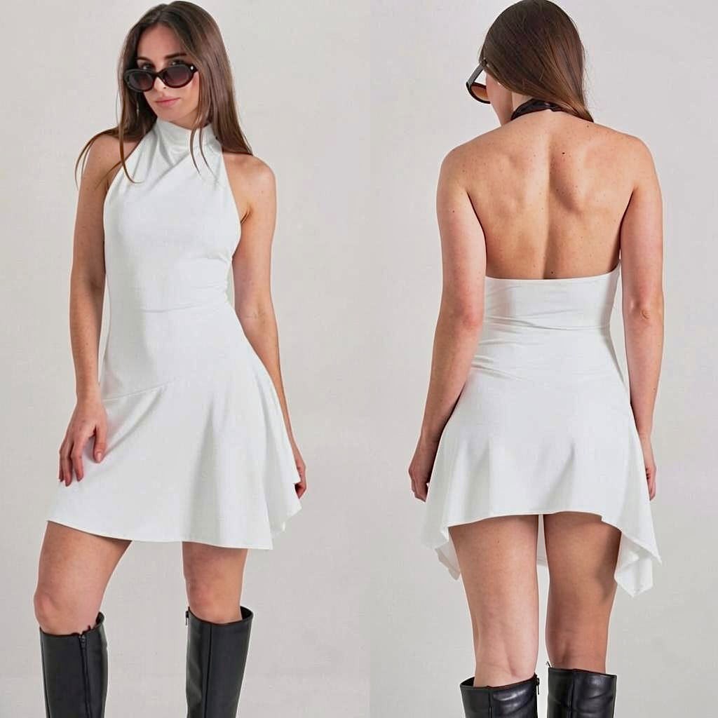 Vestido Corto de Lycra Cuello Alto - Imagen 2