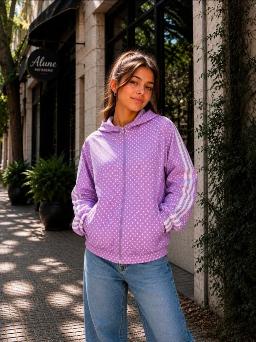 Campera Rompe Viento con Lunares para Nena.