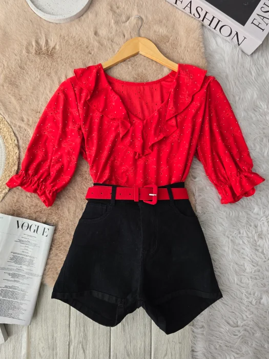 Blusa Broderie con Brillos
