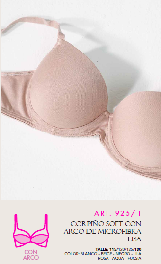 Corpiño Taza Soft con Aro de Microfibra Lisa sin Push-up Art. 925 Yamiel - 925vn.png