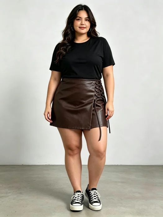 Short Pollera Engomada con Cordón