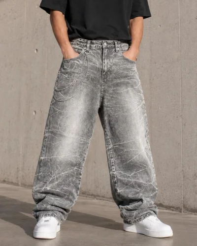 Saavedra  Baggy con Bordados Chinos
