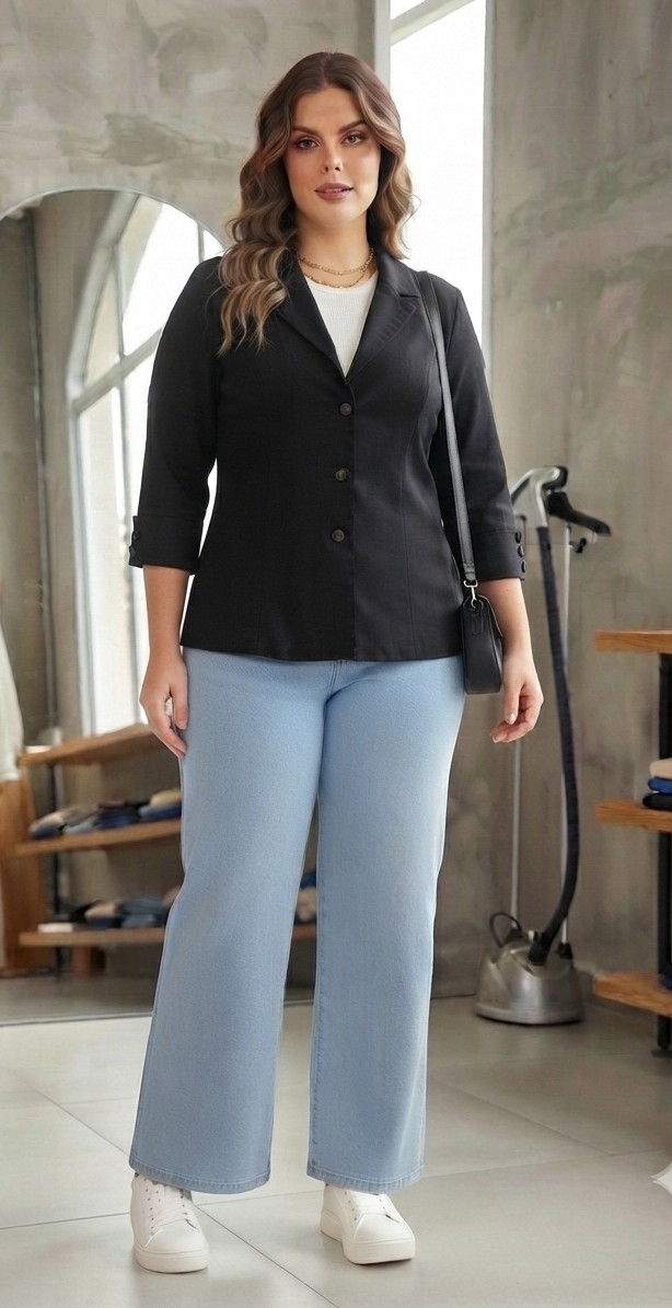 Blazer de Jeans Elastizado 3/4 - Imagen 3