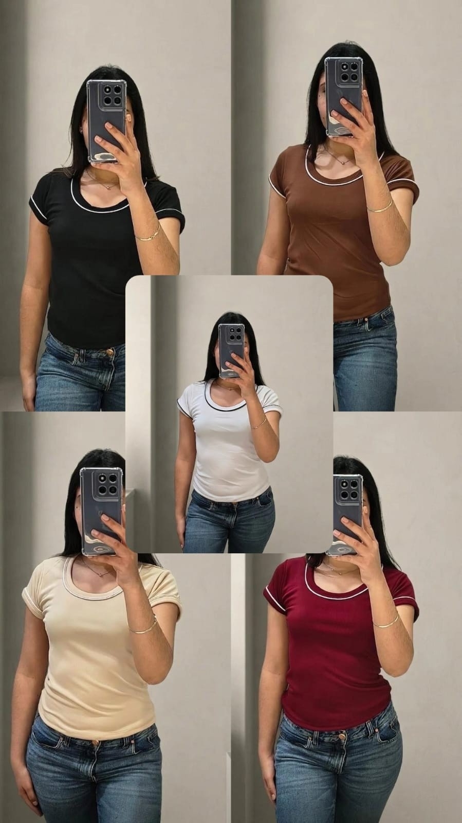 Camiseta Manga Corta Escote Combinado - Imagen 2