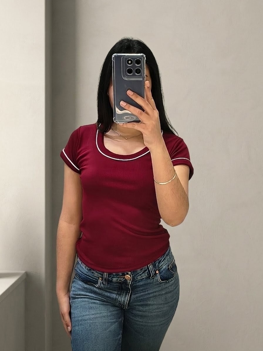 Camiseta Manga Corta Escote Combinado - Imagen 3