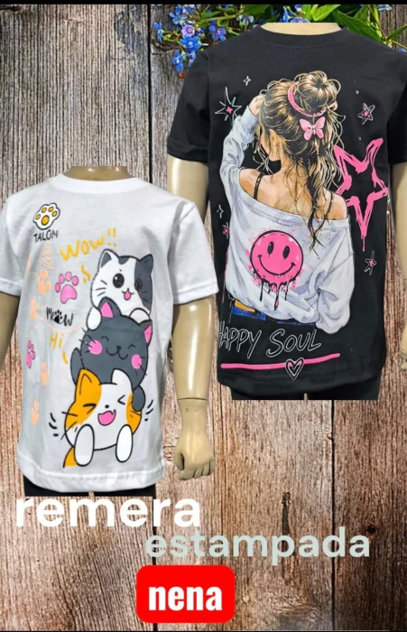 Remera Nena Estampado Glitter