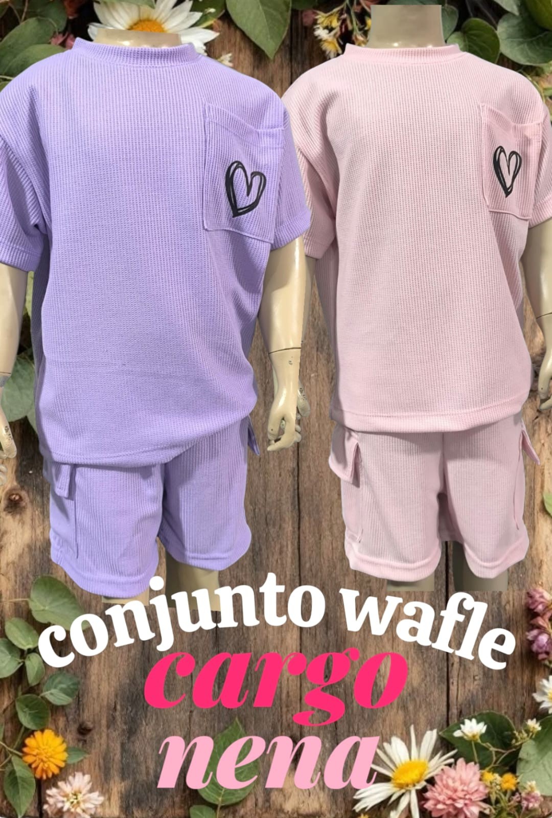 Conjunto Wafle Nena Shorts Cargo - Imagen 2
