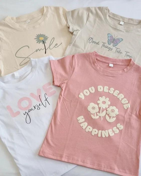 Remeras Cortas Niñas Algodón Jersey Peinado
