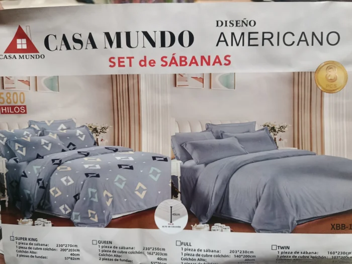 Set de Sábanas "2 Juegos Completos" 5.800 Hilos "casa Mundo"