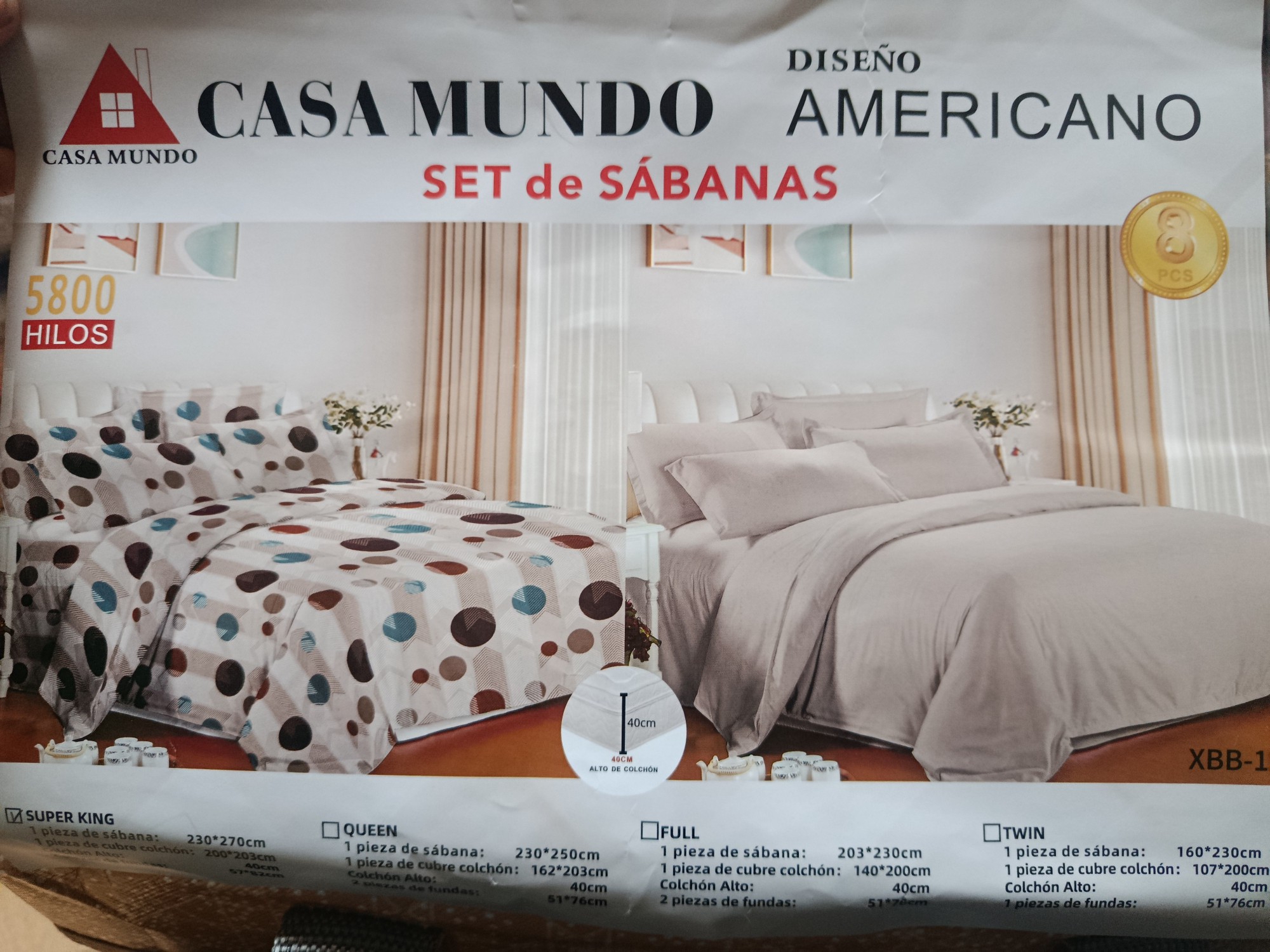 Set de Sábanas "2 Juegos Completos" 5.800 Hilos "casa Mundo" - Imagen 2