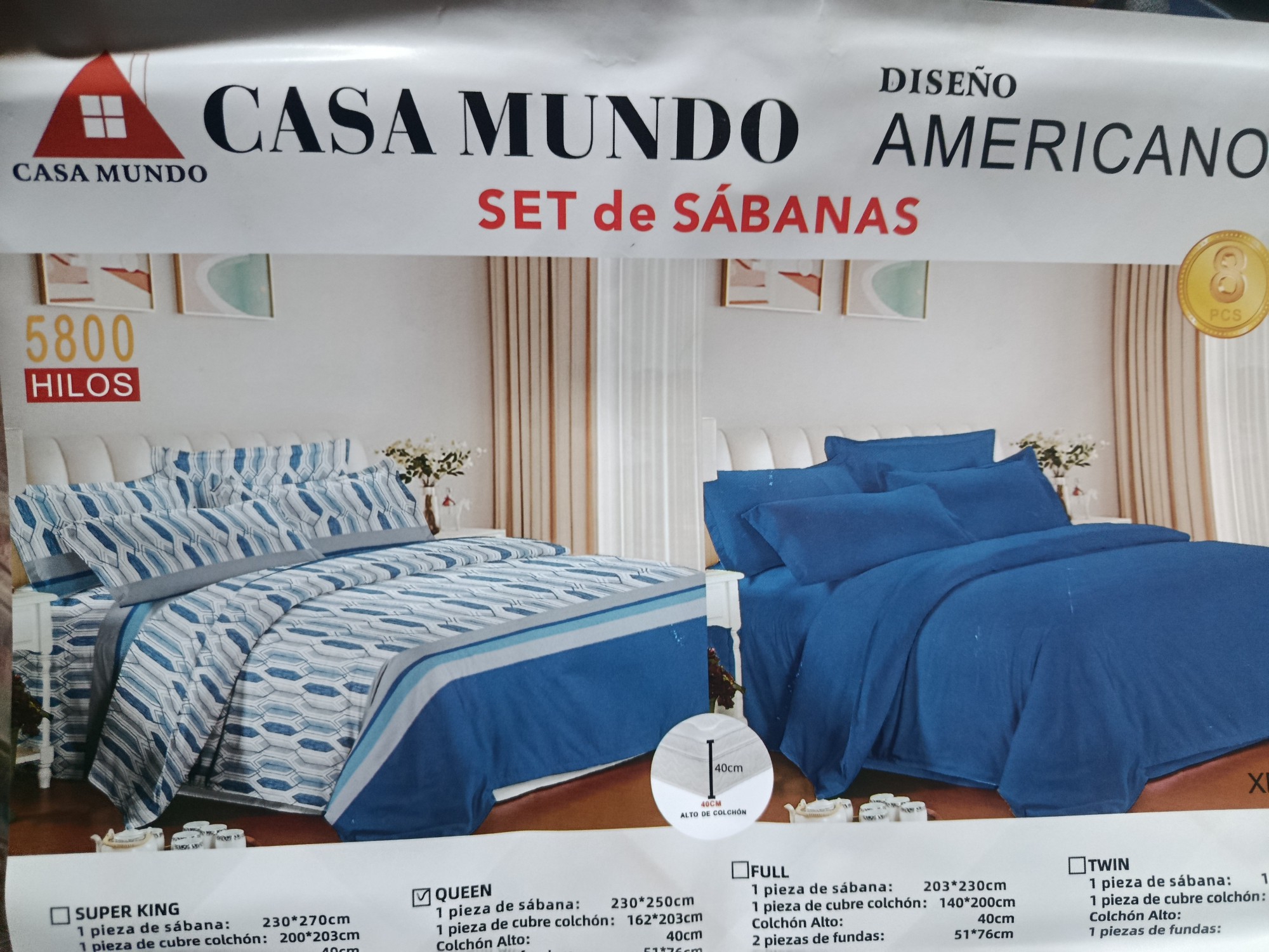 Set de Sábanas "2 Juegos Completos" 5.800 Hilos "casa Mundo" - Imagen 3