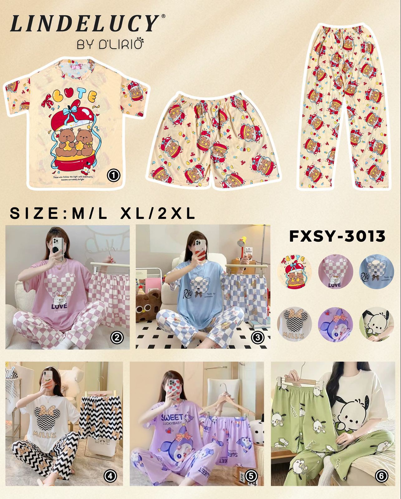 Pijama Set 3 Piezas D'lirio (precio X Mayor) - Imagen 7