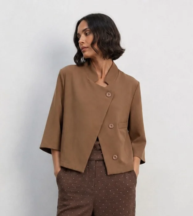 (do4743) Saco Crepe Sastrero Mao