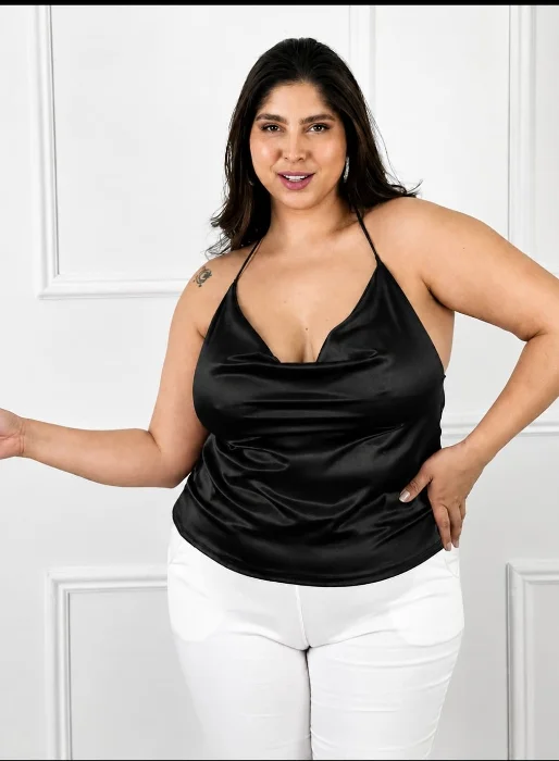 Blusa de Seda Cuello Bot para Dama