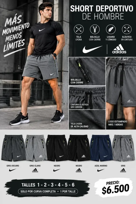 Shorts Deportivo de Hombre Lycra