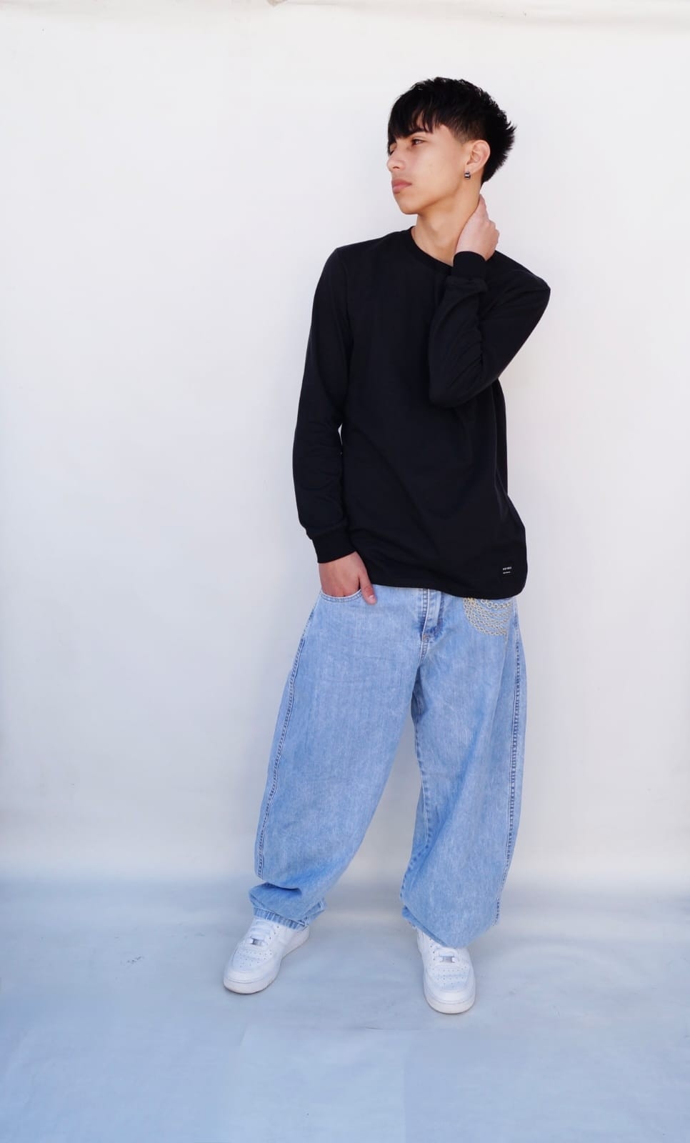 Baggy Doble Bordado Celeste Teens - Imagen 6