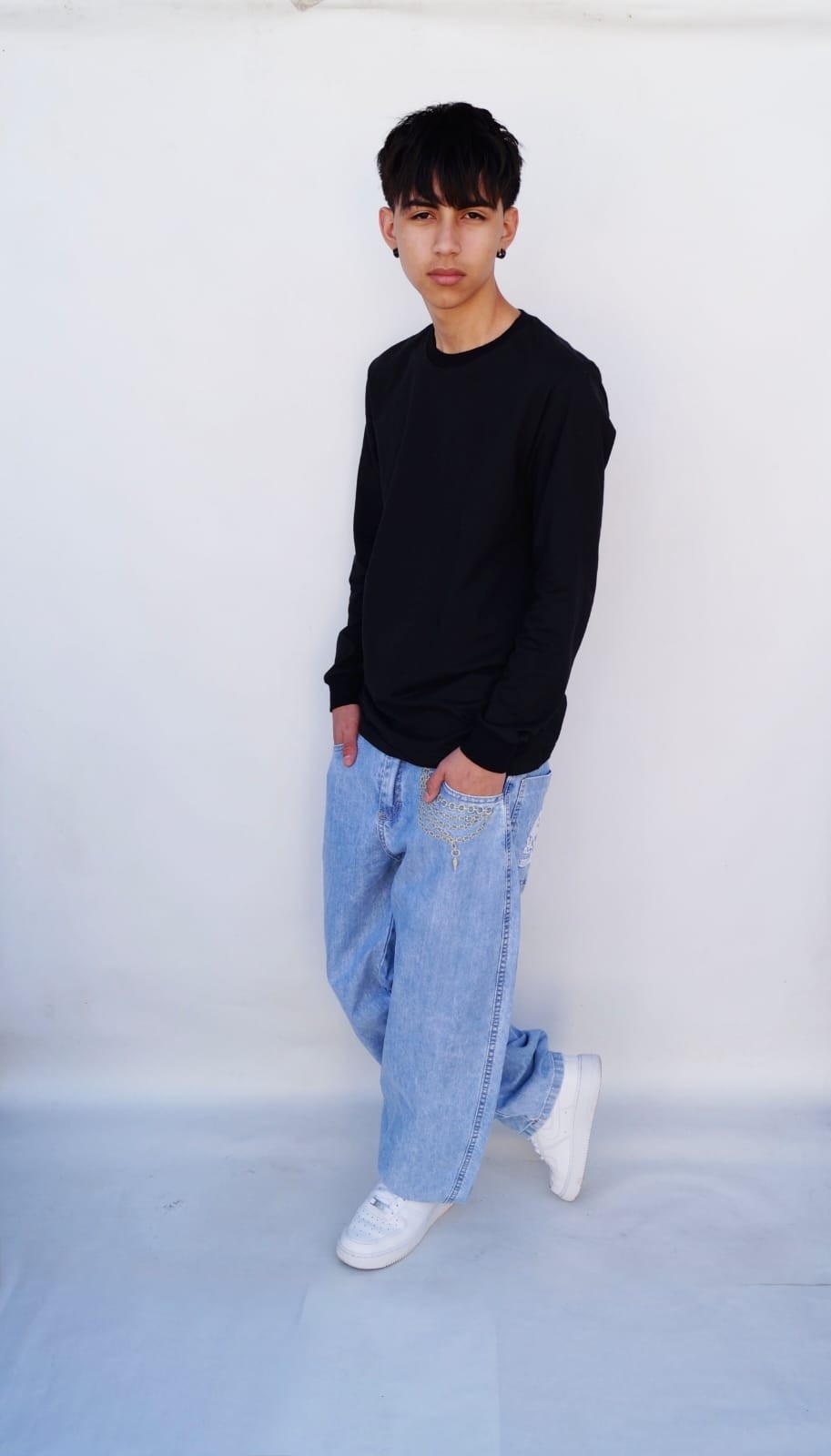 Baggy Doble Bordado Celeste Teens - Imagen 7