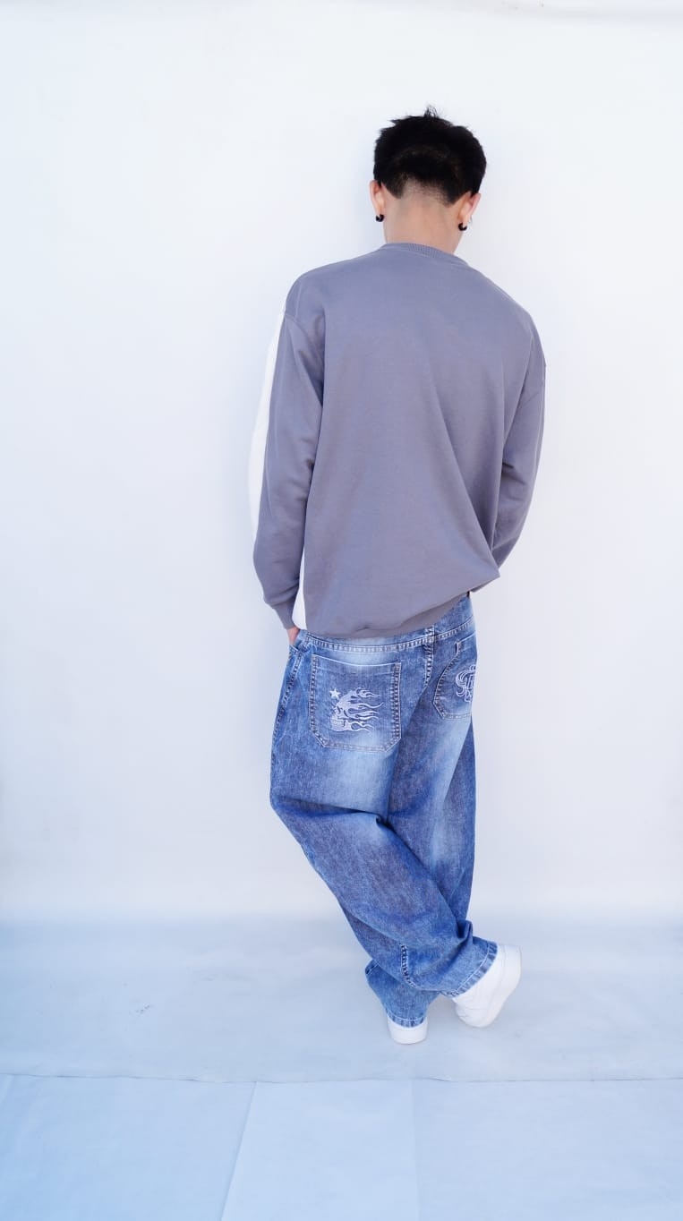 Baggy Doble Bordado Azul Teens - Imagen 4