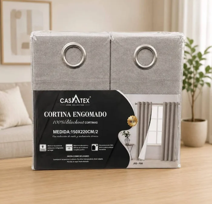 Cortina de Lino100% Blackout Engomado Castx