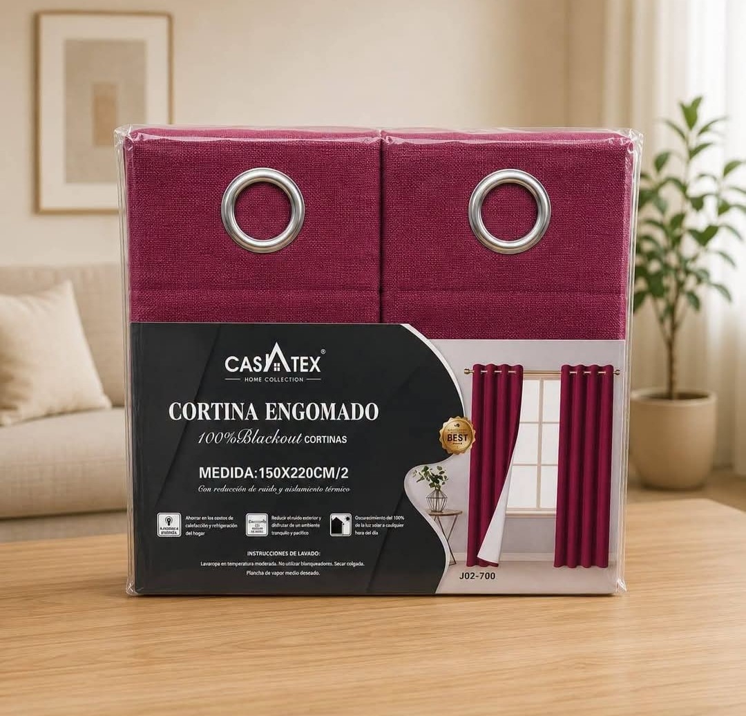 Cortina Lino 100% Blackout Engomado Castx - Imagen 2