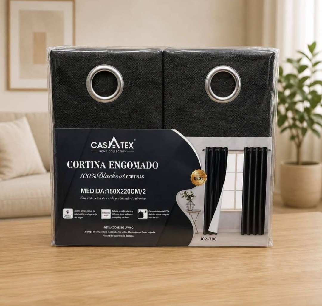 Cortina Lino 100% Blackout Engomado Castx - Imagen 4