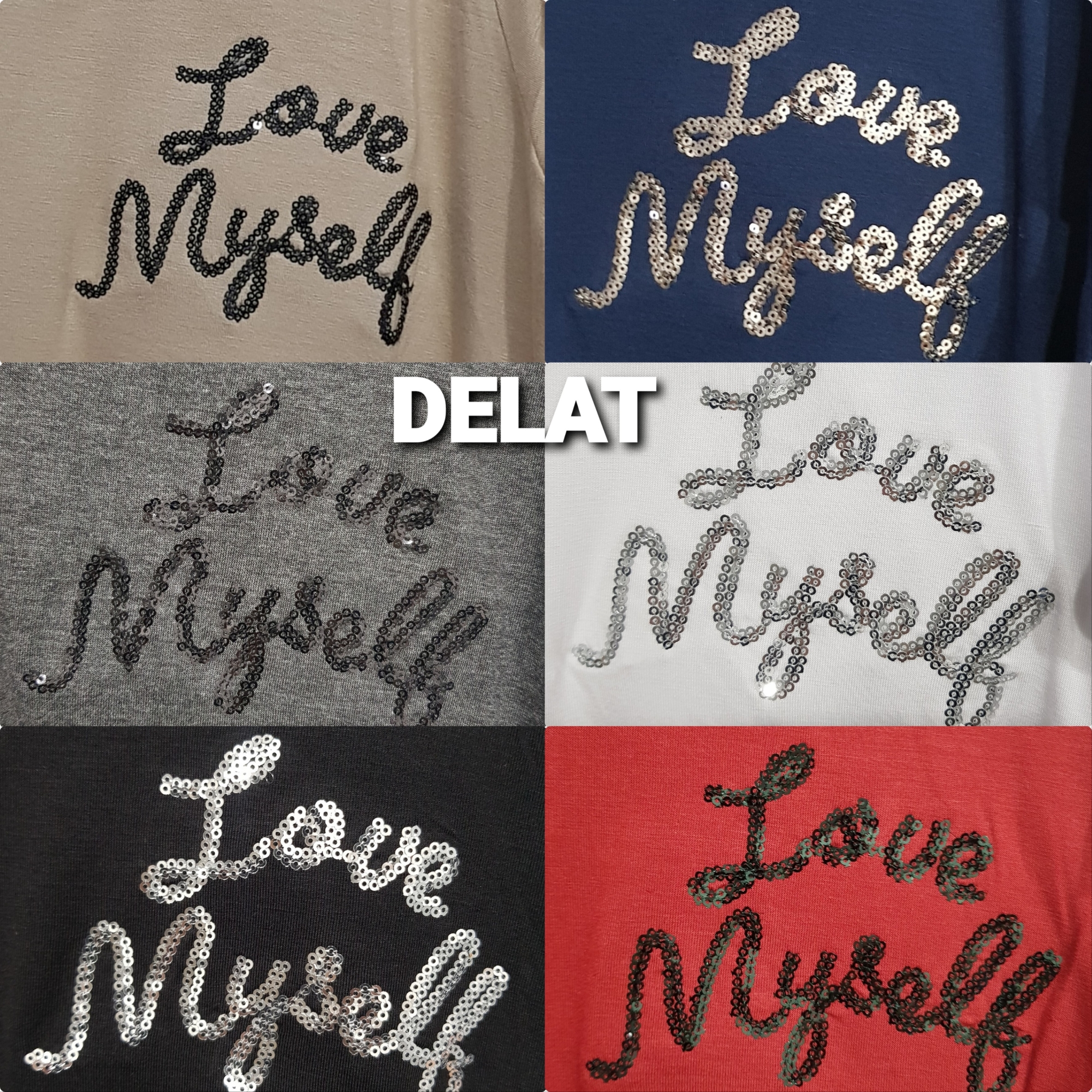 Remera Recta Lentejuela Bordada Frente y Espalda Love Myself - Imagen 3